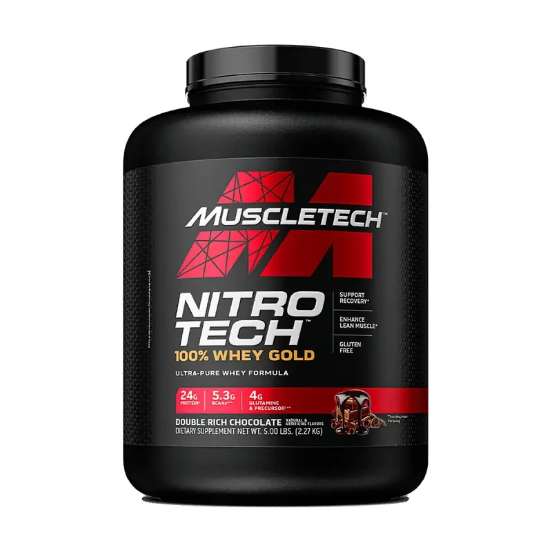 MuscleTech Nitro Tech 100% Whey Gold 5 lb · Double Rich Chocolate — Whey Protein